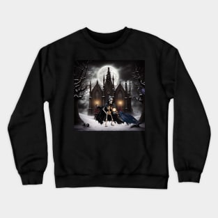 On an scary dark winternight, skeleton and the crow meet Crewneck Sweatshirt